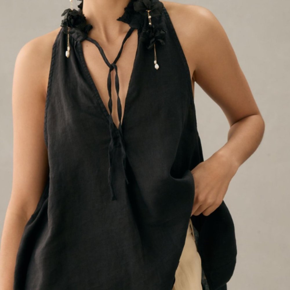 NEW!! Anthropologie, Tavi Tank by Pilcro,  P2P 22.5" - Linen, Black